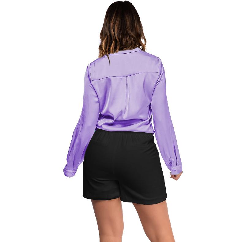 

Женская весенняя новая атласная рубашка с длинным рукавом и V-образным вырезом для офиса, в наличии XXL