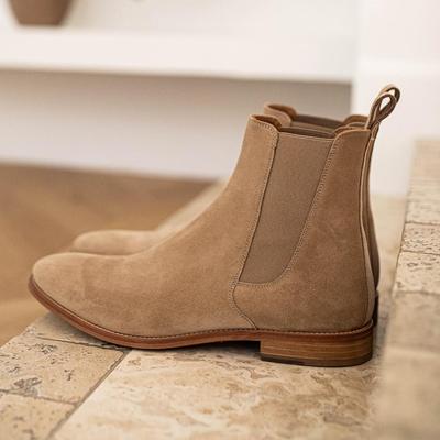New Chelsea Boots for Men Business Cow Suede Pointed Toe Slip-On Solid Men's Formal Boots Size 38-46 Vintage Mens Ankle Boots