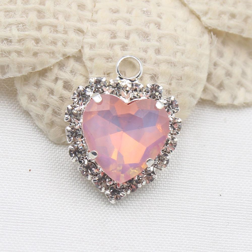 Factory Direct Sales of 10 Pieces of 16 * 20mm Mocha Peach Heart Water Diamond Button Flat Bottom with Loop DIY Clothing Necklac