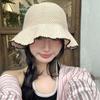 French Style Knitted Bucket Hat Temperament Seaside Beach Cap Fashion Sun Protection Cap  Lady