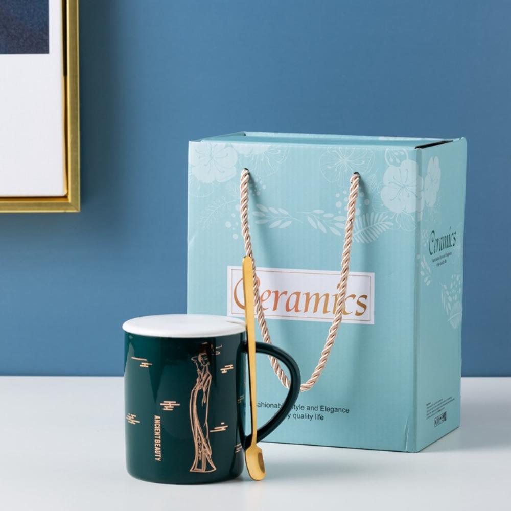 Xingyue Europäischer Ins einfacher geprägter Linien Kaffeetasse Keramiktasse Bürotasse Geschäftsgeschenk