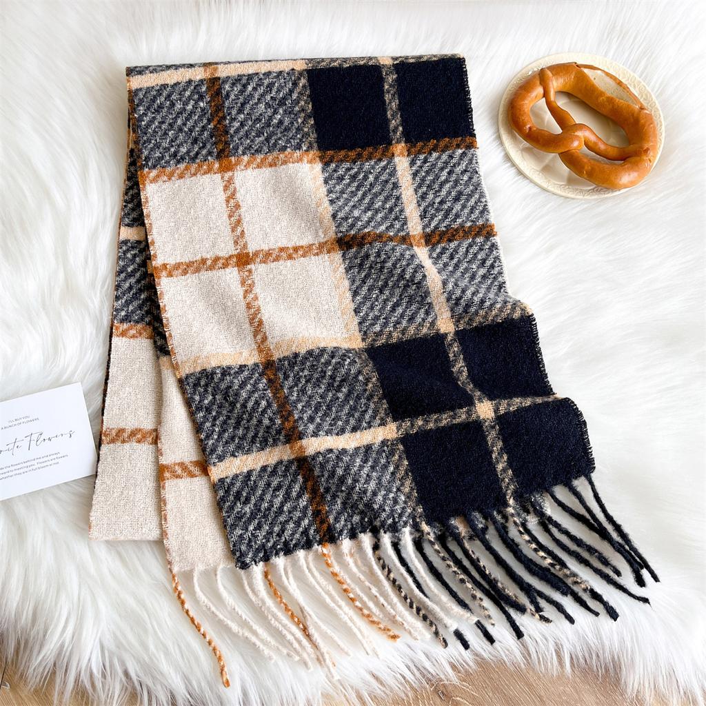 Plaid Women Scarf Imitation Cashmere Shawl Winter Thick Warm Neckerchief Foulard Echarpe Wrap Designer Unisexe