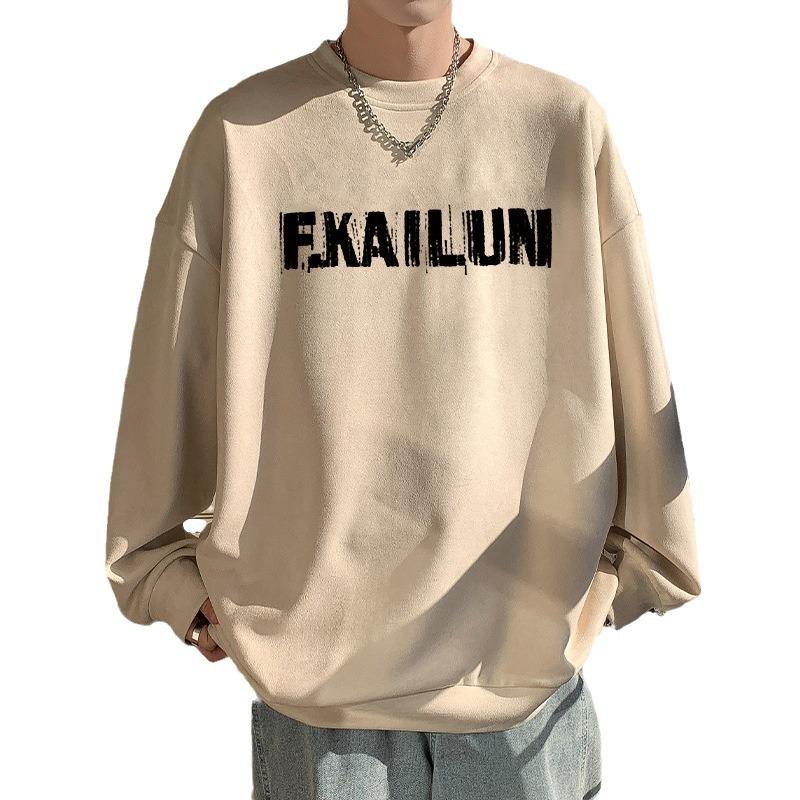 American Heavyweight Deerskin Sweatshirt for Men In Spring and Autumn, New Trendy Brand, Handsome Street Round Neck Long-sleeved Top, Trendy