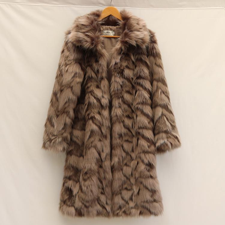 Women's Long Faux Fox Fur Coat - Versatile, Loose, Over-the-Knee, Warm Winter Style