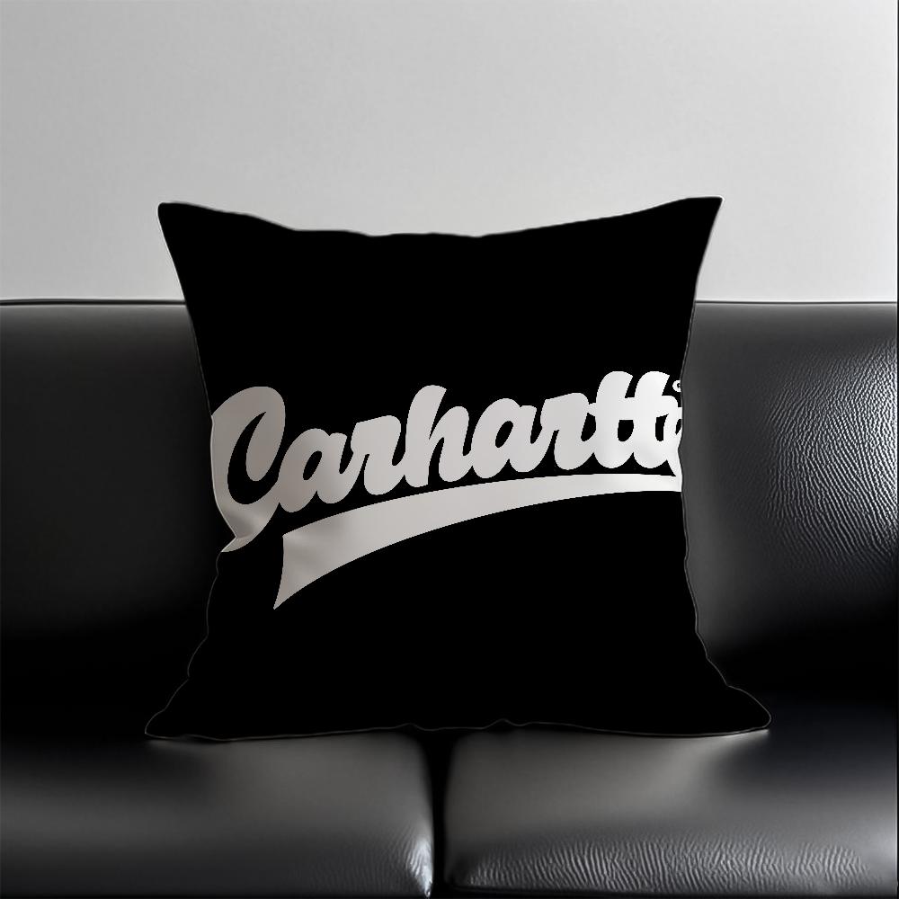 Módní povlak na polštář s logem C-Carhartt, proti roztočům, s neviditelným zipem, hebký krátký plyš, potah na polštář na pohovku