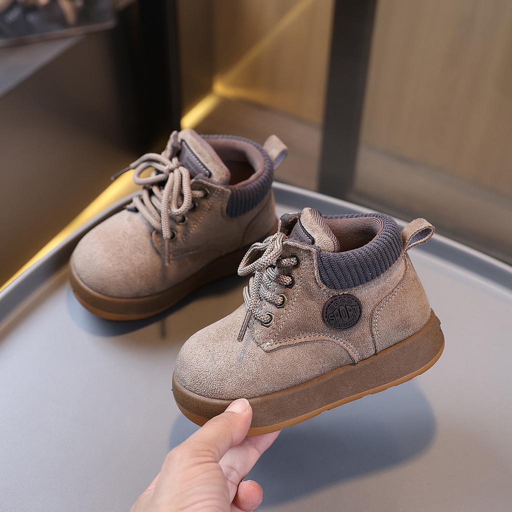 Children's short boots 2025 autumn new boys British style Martin boots girls retro leather boots baby fashion single boots