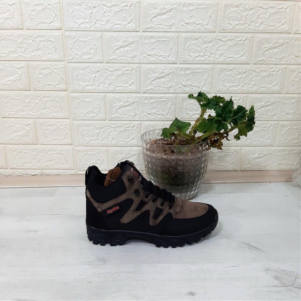 Himmelblau-Braun 0050 rutschfeste Herrenstiefel mit Reißverschluss und Schnürung