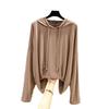 Damen Casual Oversized Modal Langarm Kapuzen-T-Shirt - Schlankmachend, Dünn, Frühling Sonnenschutz-Top