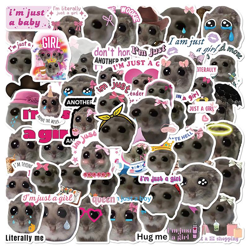 56 Pcs Sad Hamster Meme Room Decor Wall Art Stickers Papel Tapiz Pared Adhesivo Pegatinas De Pared Impermeable Cozinha Bookmark