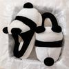 Winter cartoon cute panda plush bag head cotton slippers home indoor warm confinement soft-soled shoes couple