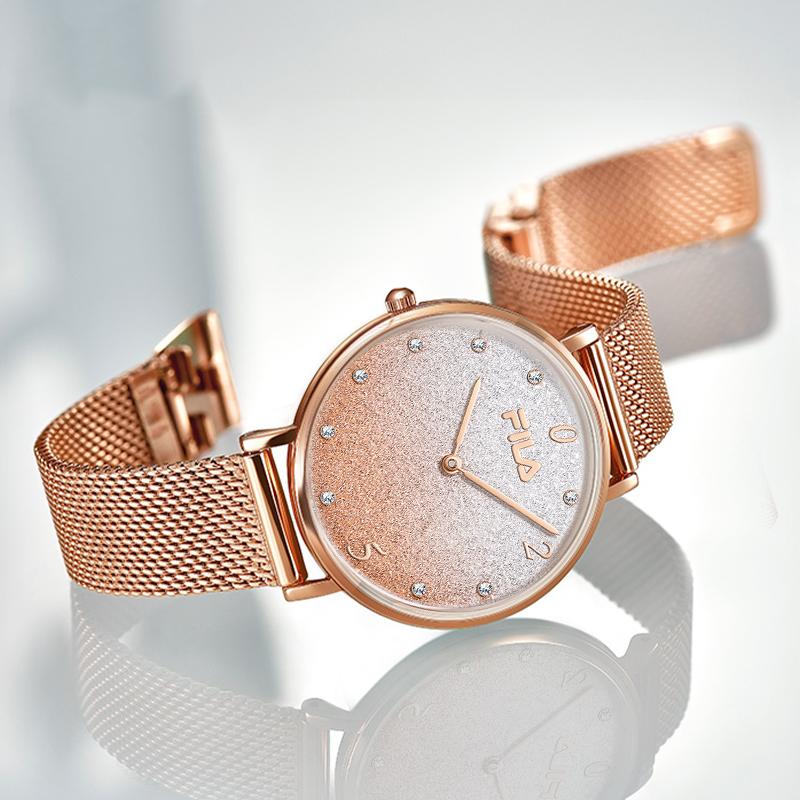FILA Quartz Watch Stainless Steel Band Gold Dial Romantic Gift Box Women watches FLL38-6072