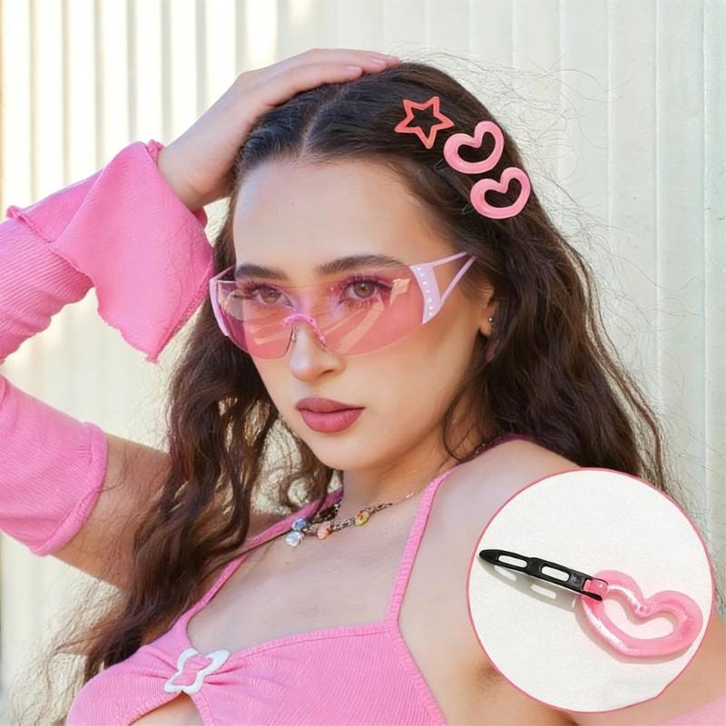Set of 18 2000s Trendy Hair Clip With Unique Heart Star And Leopard Pattern Design Sweet Hairpin For Women Girl Daily Wear