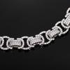 European-American Hip Hop 13mm Diamond Zirconia Bow Square Chain Necklace & Bracelet Set