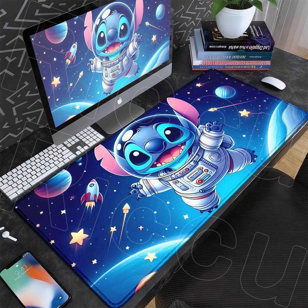 New Anime Mousepad Stitch And Angel Cute Office Deskmat 90x40cm Large Cartoon Gamer Cabinet Carpet Non-slip Keyboard Accessories
