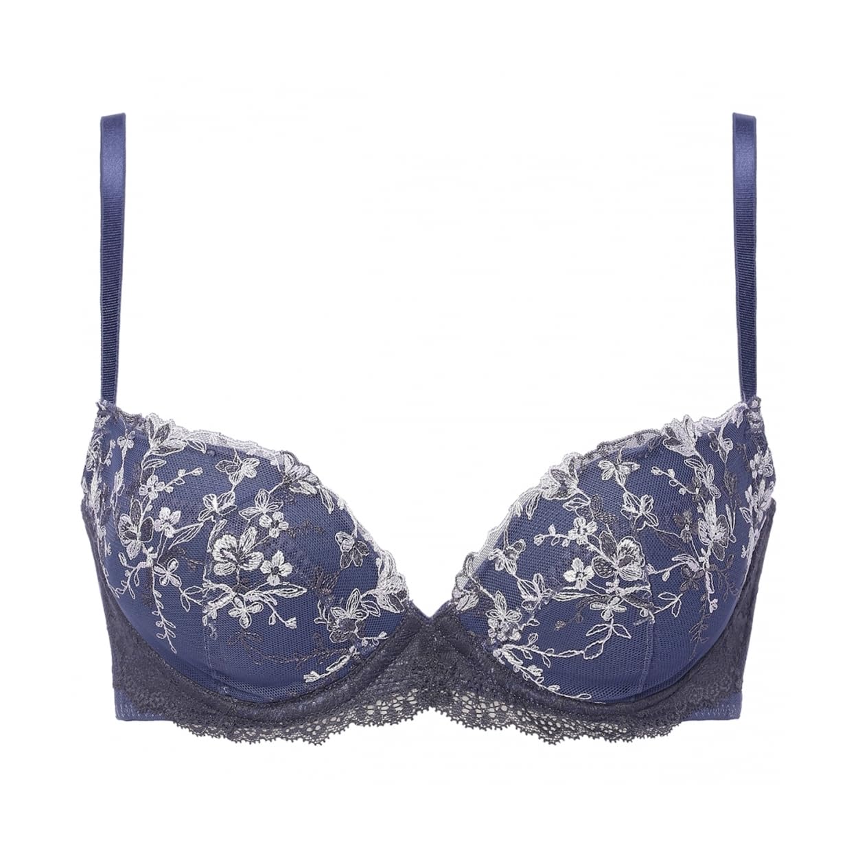 

AMOSTYLE Charming Glamor Slim Line Bra Blooming Bouquet M008 C75 Size (Blue)