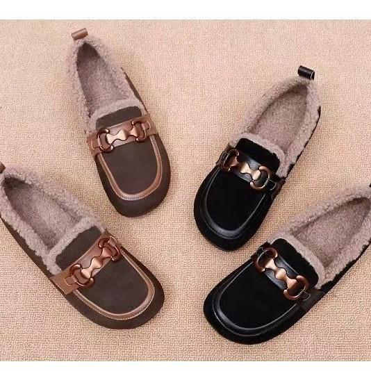 Mao Mao shoes women's winter wear 2025 new one-pedal Doudou shoes soft sole soft surface comfortable shoes velvet warm cotton shoes