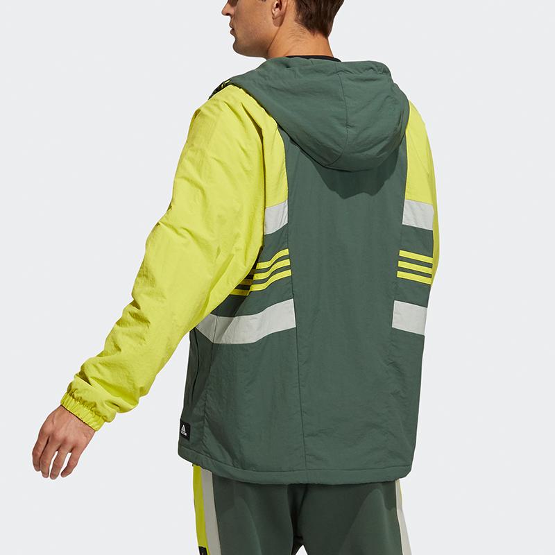 Adidas Casual Sports Colorblock Hooded Jacket Men Jackets Green H17983