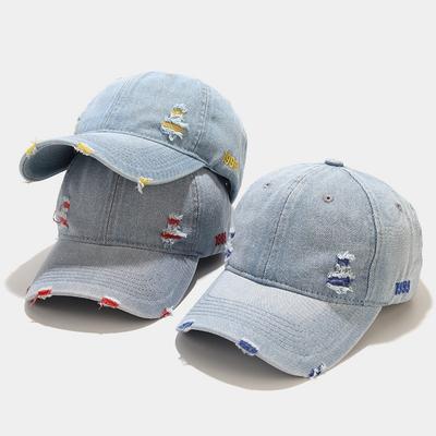 Mode Unisex Gewaschene Denim Baseballkappe Damen Used Ripped Loch Hip Hop Kappen Herren Verstellbar Outdoor Snapback Hut gorras