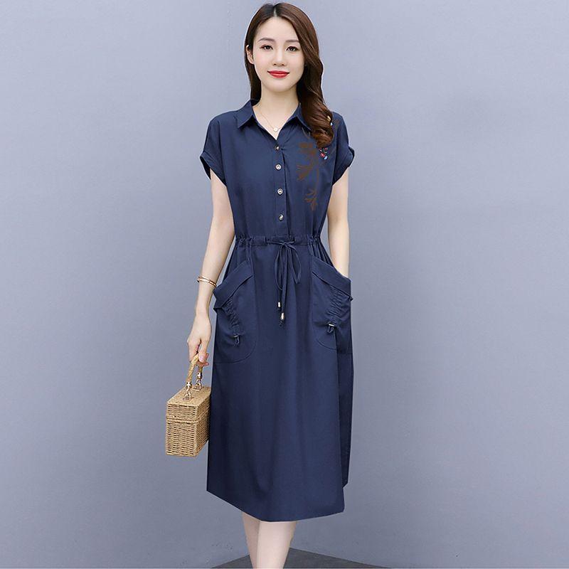 Fashionable and Breathable Cotton Embroidered Plus Size Dress for Women