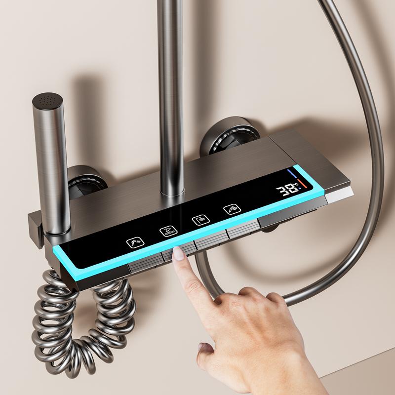 New shower set Digital display constant temperature rain Piano button Digital smart shower Bathroom set