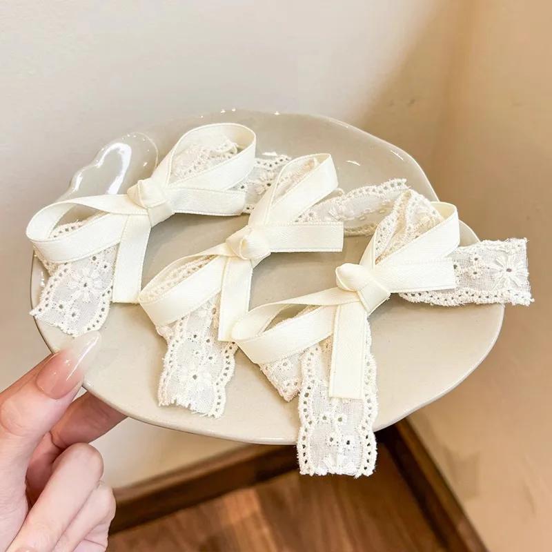 New 2/3PCS Bow Hair Clip Women Cute Lace Lace Hairpin Side Hair Bang Clips Girl Sweet Clip Headwear Hair Accessories