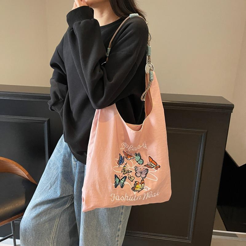 Embroidered shopping bag New eco-friendly bag Commuter fashion versatile tote shoulder women's cloth bag