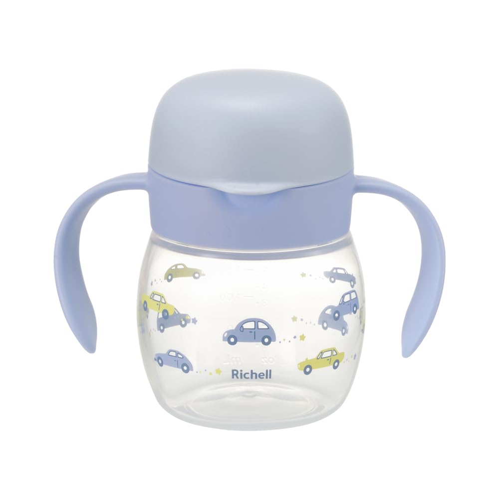 Richell Try Easy-Drink Cup Mug R Car 270ml, Spill-Proof Baby Training Cup, Polypropylene, Dishwasher & Boil Safe, for 8 Months and Up (120767)