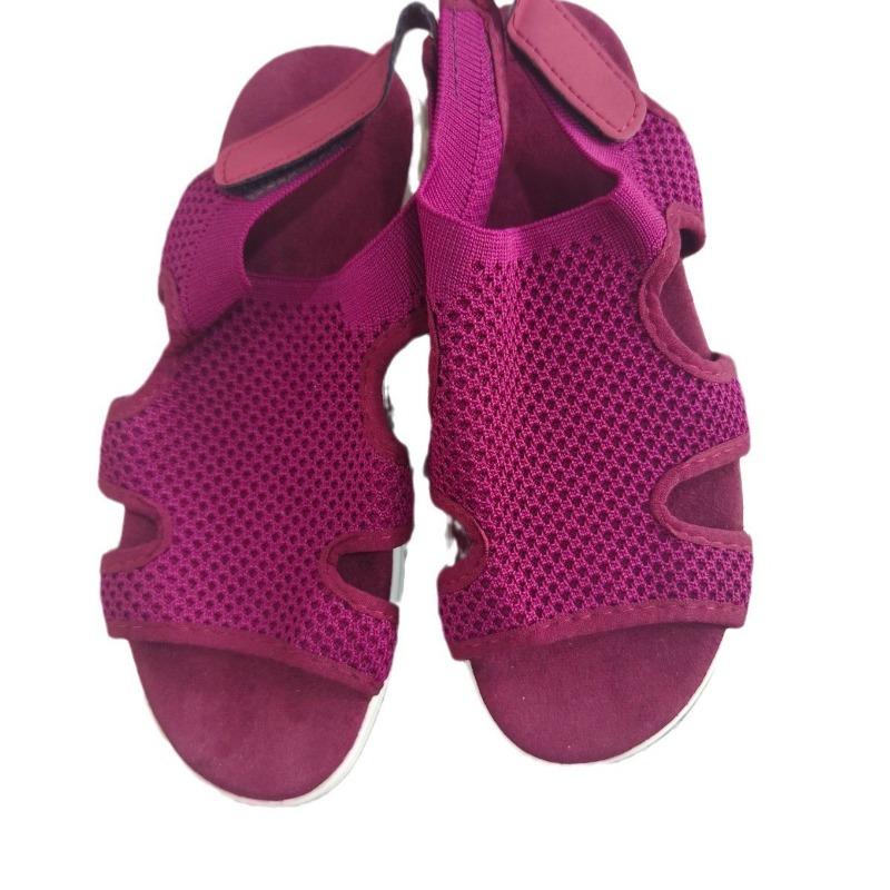 

Foreign trade plus size sandals, summer new fish mouth sandals, breathable elastic fly woven flat sandals 43 бордовий
