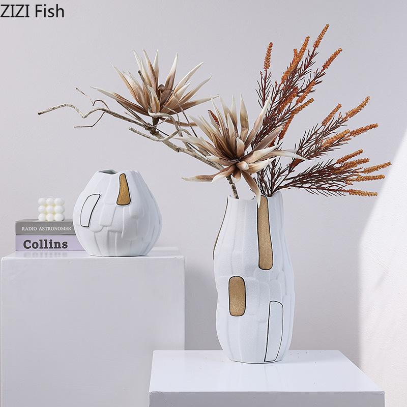 Creative Modern Design Ceramic Vase Plant Pots Table Decoration Ornaments Flower Arrangement Floral Vase Room Aesthetic Decor