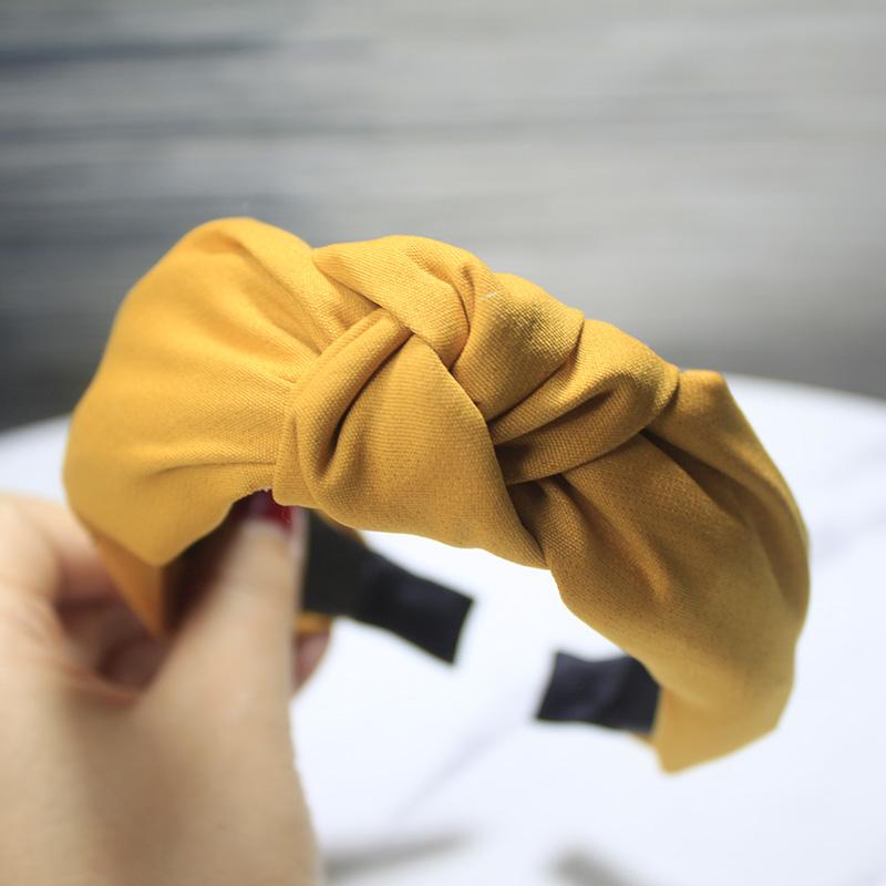 Lystrfac Solid Color Knotted Headband for Women Simple Fashion Hairband Wide-sided Hair Hoop Female Hair Accessories