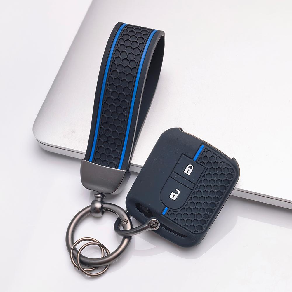 Key Fob Cover for Nissan Qashqai Micra Tiida Sunny Livina Sylphy with Keychain Anti-Scratch Surface Shockproof Structure Soft Grip Texture