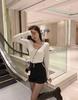 Women's Black High-Waisted Cotton Elastic Shorts - Trendy, Slimming, Hip-Hugging Bootcut, Ideal for Autumn Layering, Internet Celebrity Style.