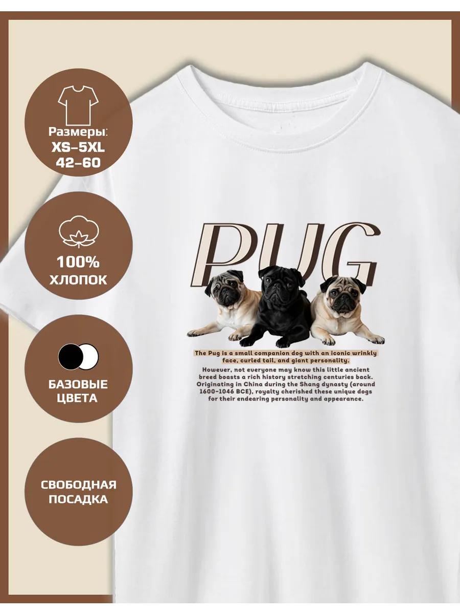 Pug Dog Print T-shirt L