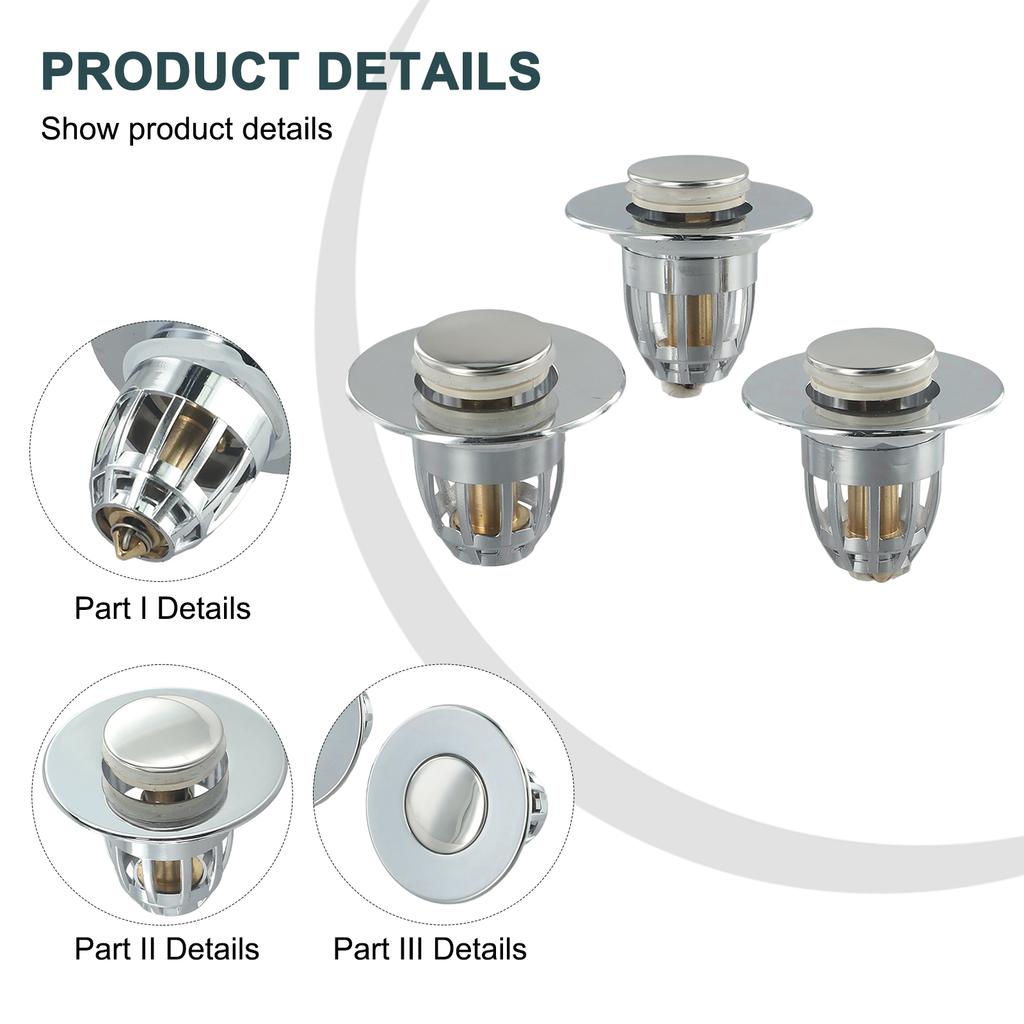 1/3pcs Pop-Up Bathroom Sink Stopper Wash Basin Core Bounce Up Drain Filter Bathtub Stopper Shower Plug Washbasin Accessories