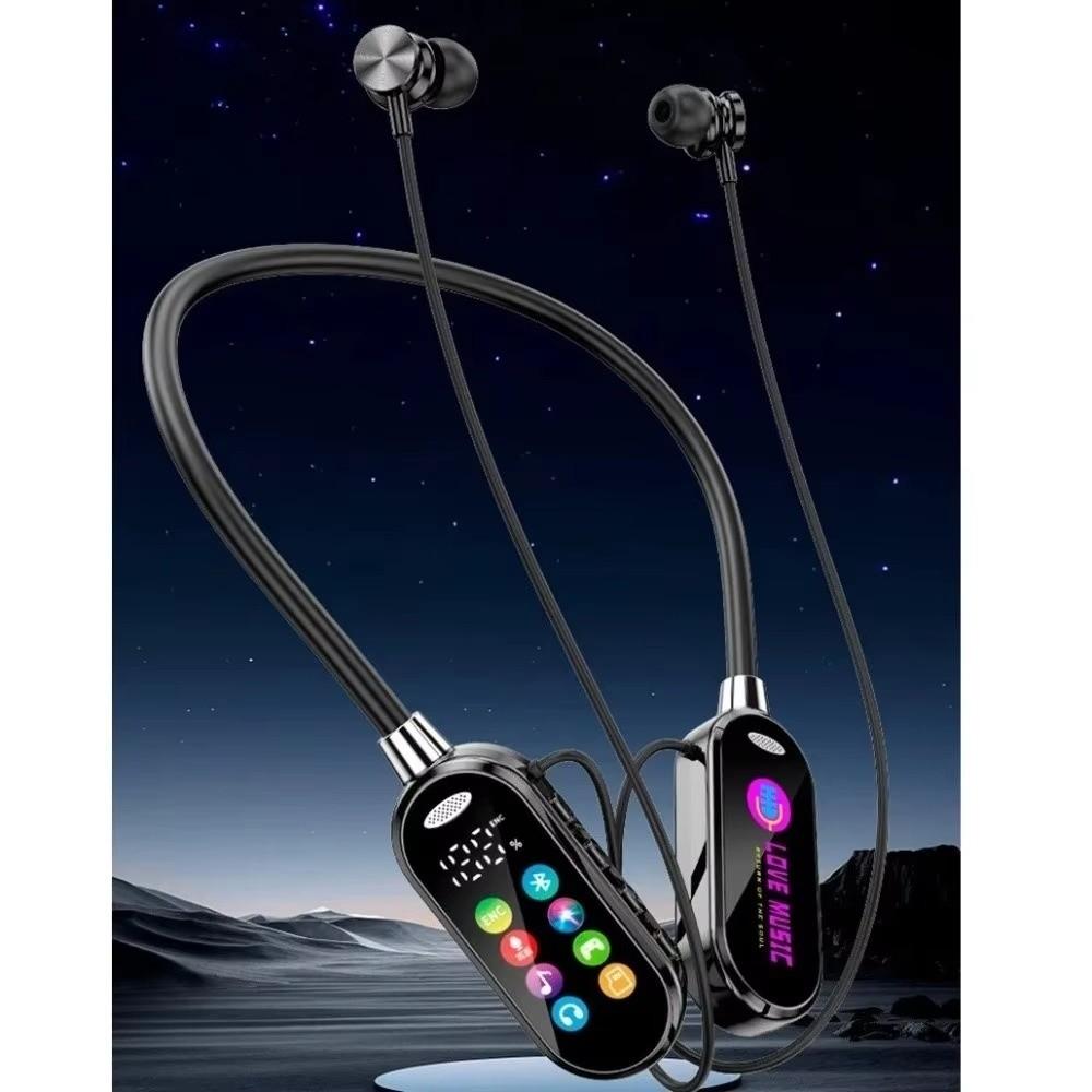 HiFi Sound Bluetooth Earphones LED Display Noise Reduction Earbuds Neckband Headsets Travel