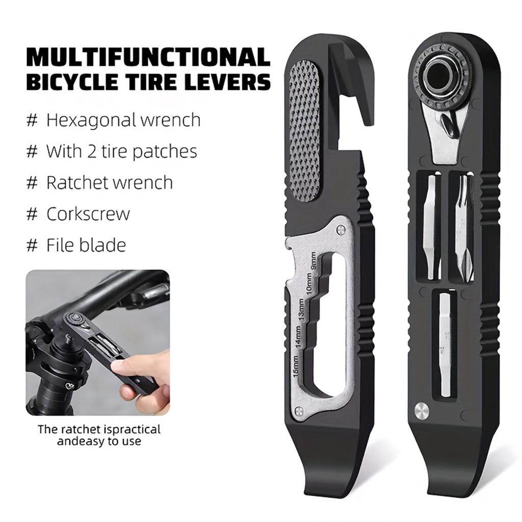 1pcs Multifunctional Bicycle Repair Tool Kit Tire Lever File Hex Wrench Set for Bike Maintenance and Cycling Gear
