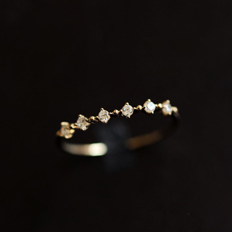 Japanese Style S925 Sterling Silver 14K Gold Plated Cubic Zirconia Ring - Elegant, Versatile, and Slim Design