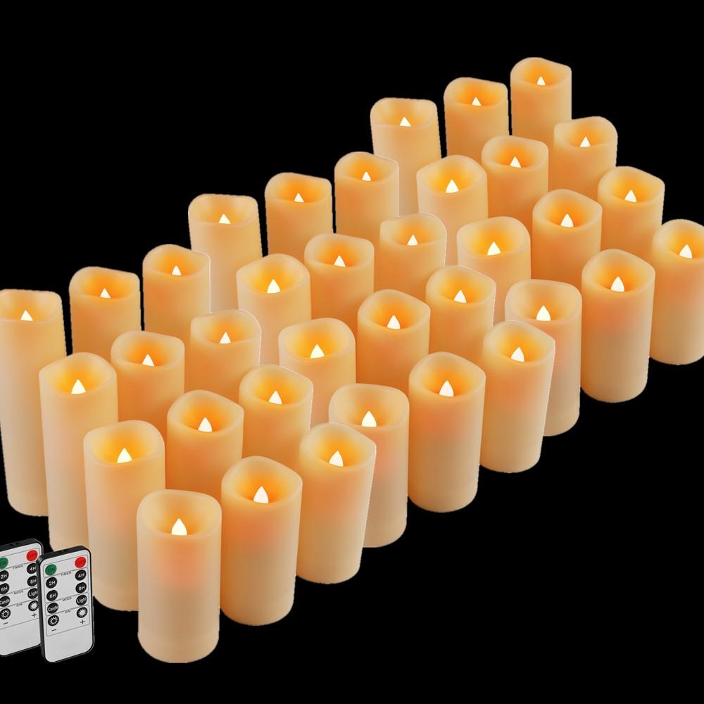 24/48Pc Waterproof Flameless LED Electronic Candles 4" 5" 6" 7" LED Tealight with 10-Key Remote 2/4/6/8Hour Cycling Timer Lights