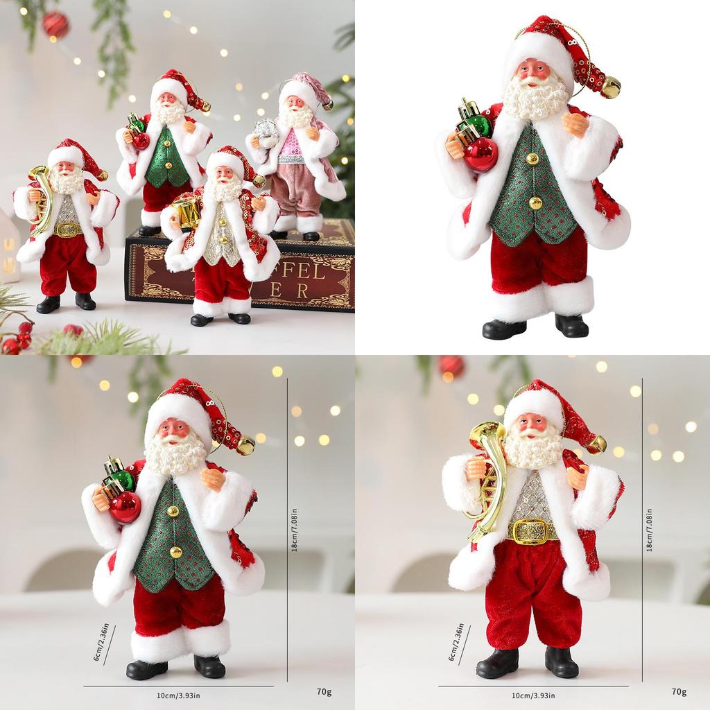 Cute Santa Claus Ornament With Musical Instruments Christmas Decoration Props For Holiday Decor And Window Display