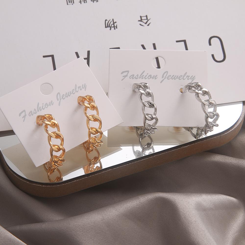 Simple and Creative New Hollow Chain Clause Earrings 10-piece Set of Female Personality Geometric Girl Earrings