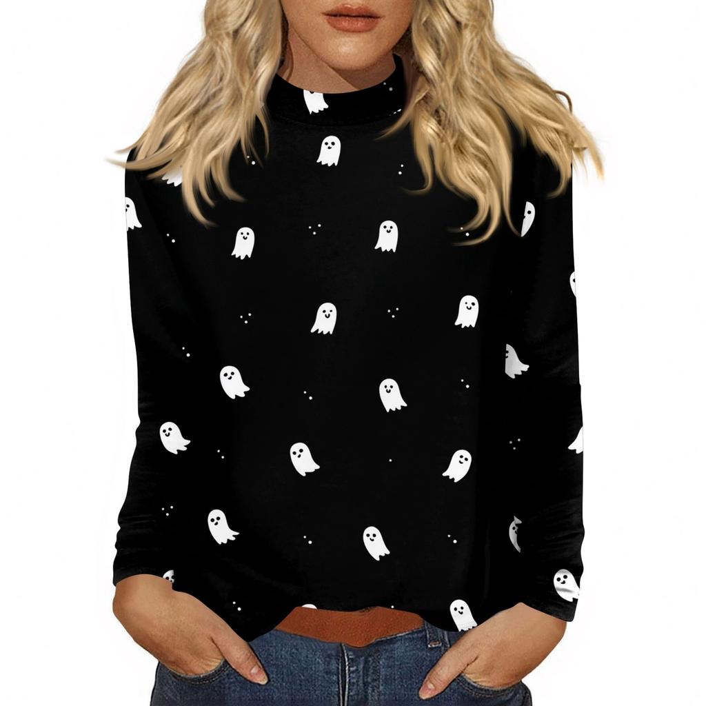 Women's Daily Casual Long Sleeve Mid Collar Top