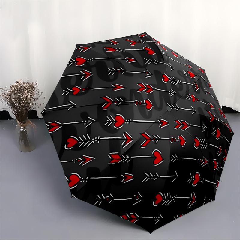 1pc Arrows Hearts Open/Close Folding Umbrella, All- Portable Umbrella for & Men, Stylish Accessory (Holiday Gift) 8-Rib Yy251213168