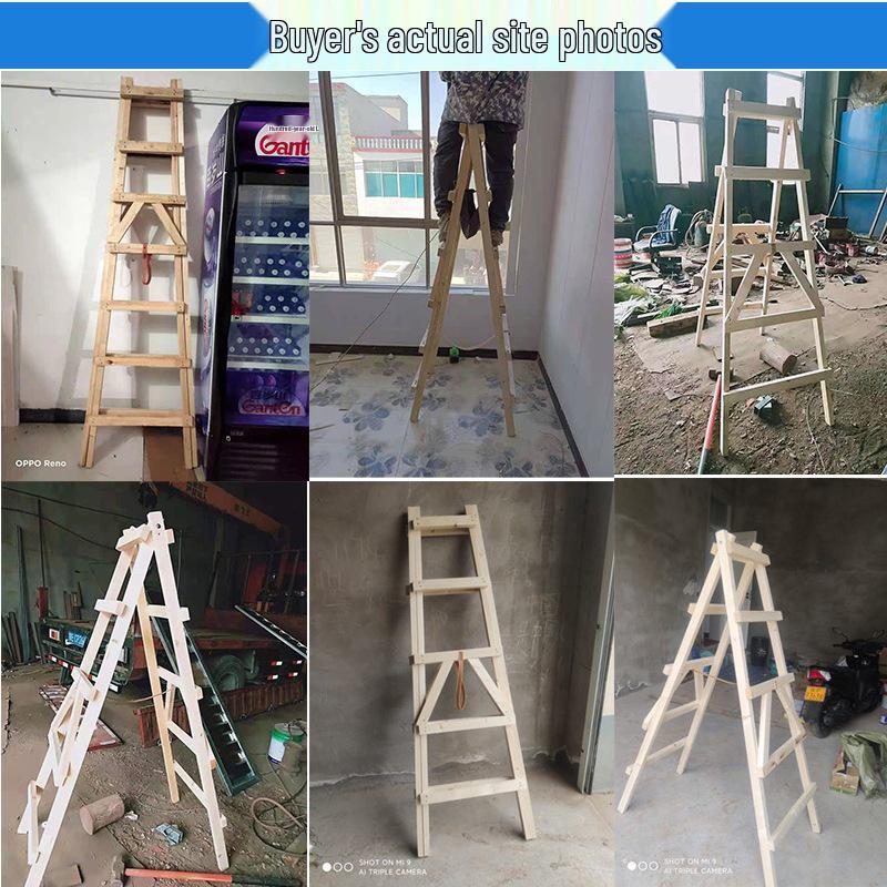 Herringbone Multi-Functional Wooden Step Ladder for Household and Engineering Use