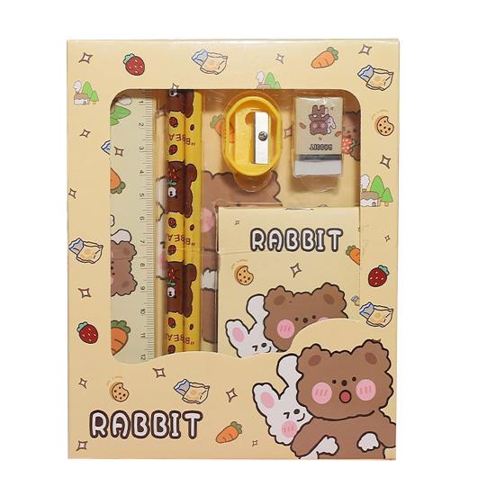 6 Stück Kinder Schreibwaren Geschenkset für Vorschule Kindergarten BPA-Freier Kunststoff Lernstift-Set in Niedlicher Cartoon-Box Praktische Schulmaterialien