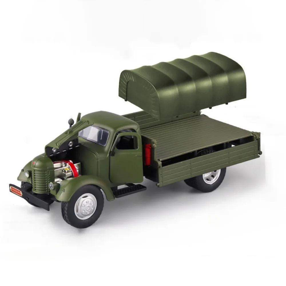 

1:24 CA10 Винтажный грузовик Бронированный автомобиль Модель Игрушка Сплав Литье под давлением Военный Транспортные средства Модели Звук Свет Детские подарки зелёный