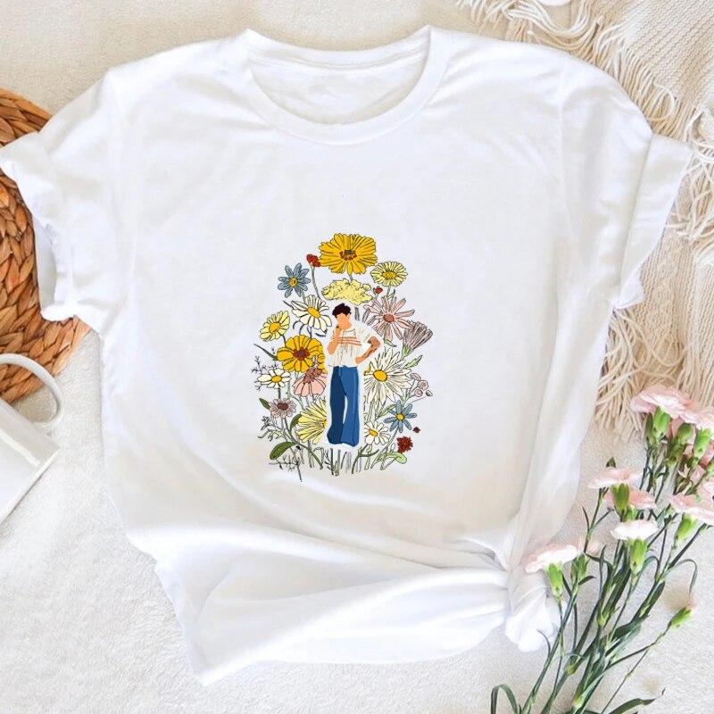 

Футболка с цветочным принтом Love on Tour, женская футболка с графическим принтом, летняя футболка с коротким рукавом и круглым вырезом, цветочные женские топы, футболки, уличная одежда унисекс 4XL