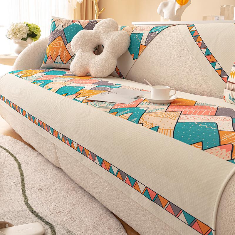 Sofa Kissen Vier Jahreszeiten Universal Böhmischer Ins Stil Rückenlehne Handtuchbezug Stoff All-Inclusive Rutschfester Sofaüberwurf Handtuch Verdickt