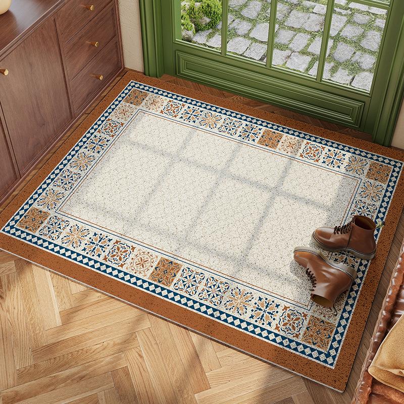 Patterned Lattice Entry Silk Ring Floor Mat, Non-Slip Mat, Door Mat Outside The Door, Wear-Resistant Carpet Door Mat