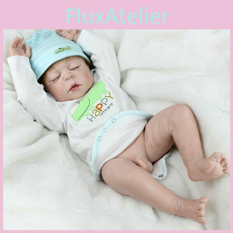22 Inch Reborn Baby Doll Full Body Silicone Vinyl Realistic Newborn Boy Christmas Gift