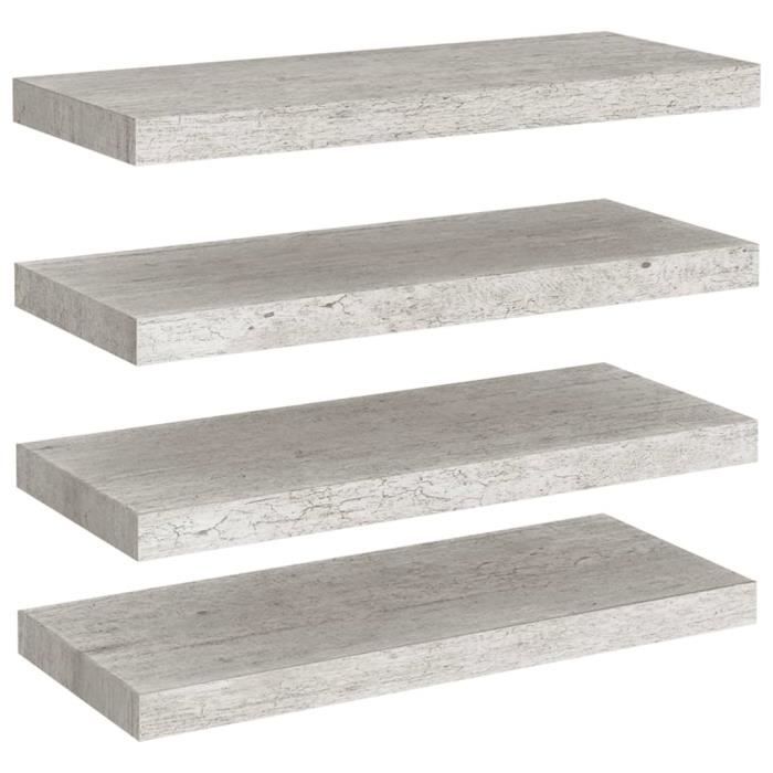 VidaXL Étagères murales flottantes 4 pcs Gris béton 60x23,5x3,8 cm MDF